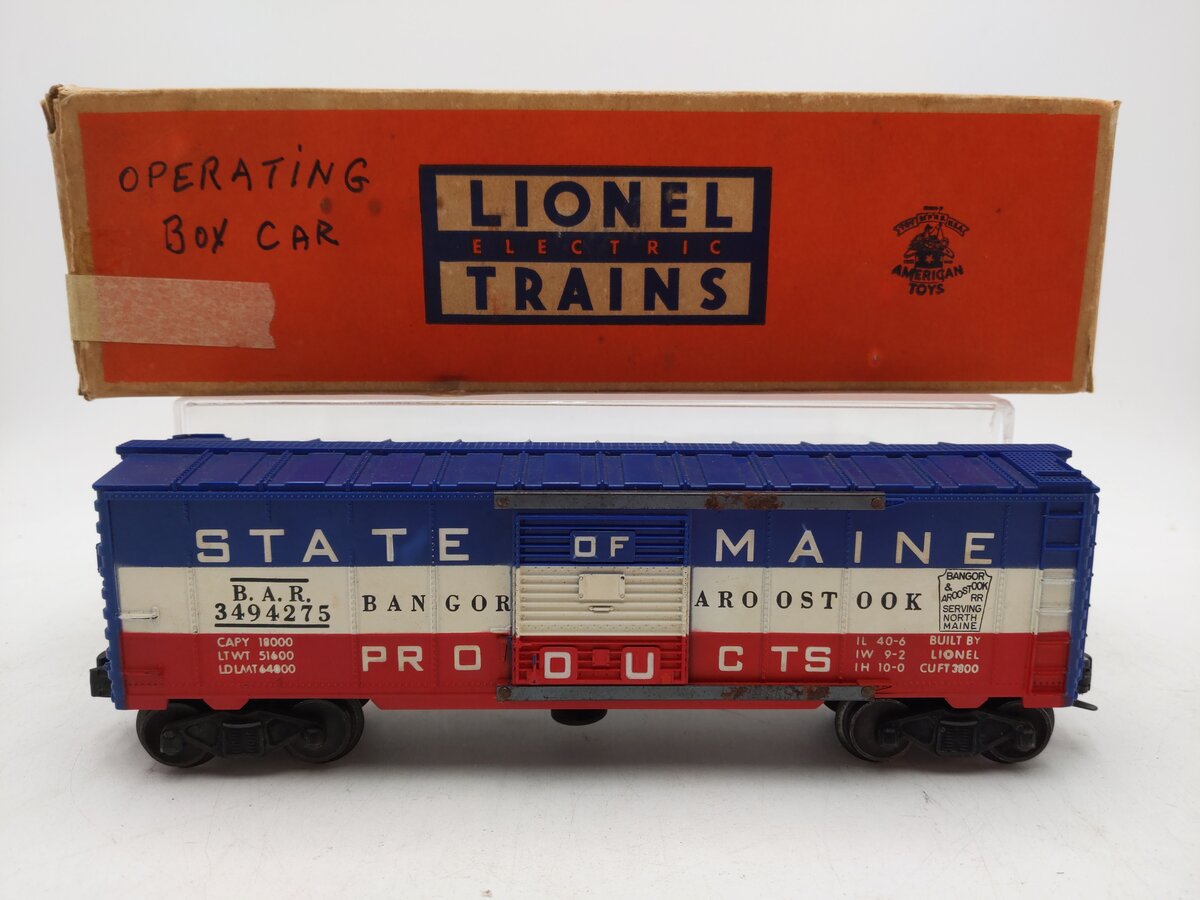 Lionel 3494-275 Vintage O State of Maine Operating Boxcar VG/Box