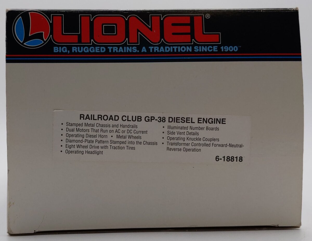 Lionel 6-18818 O Lionel Railroader Club GP-38 Diesel Locomotive w/Horn LN/Box