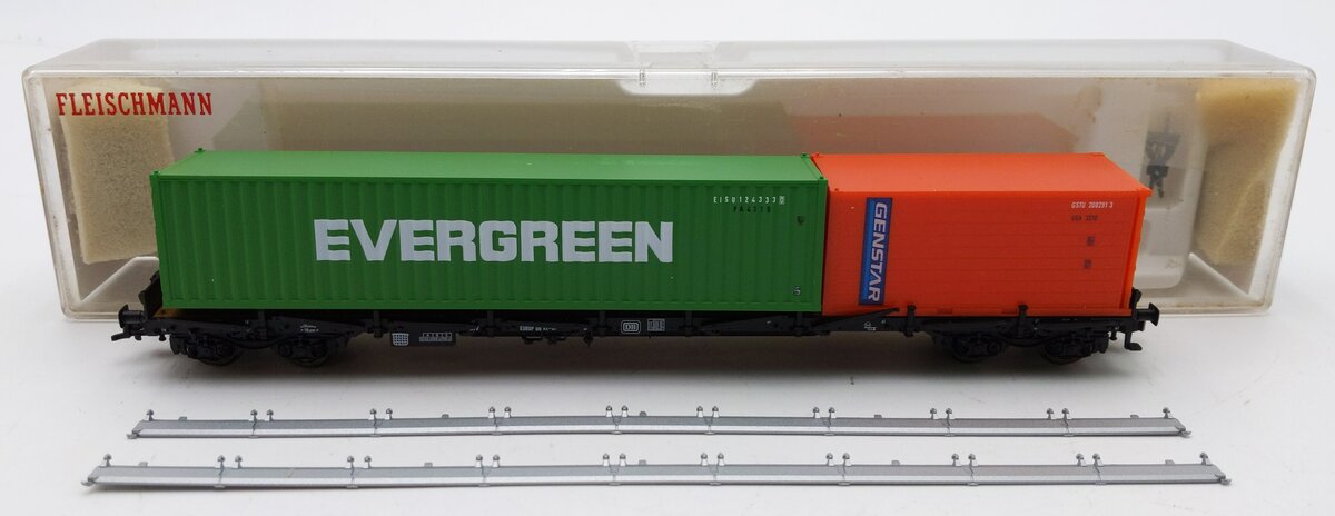 Fleischmann 5249 HO Scale DB Stake Car w/ Containers EX/Box
