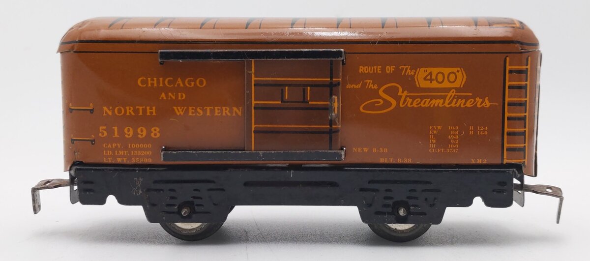 Marx 51998 Vintage O Prewar Chicago & North Western Tinplate Boxcar VG