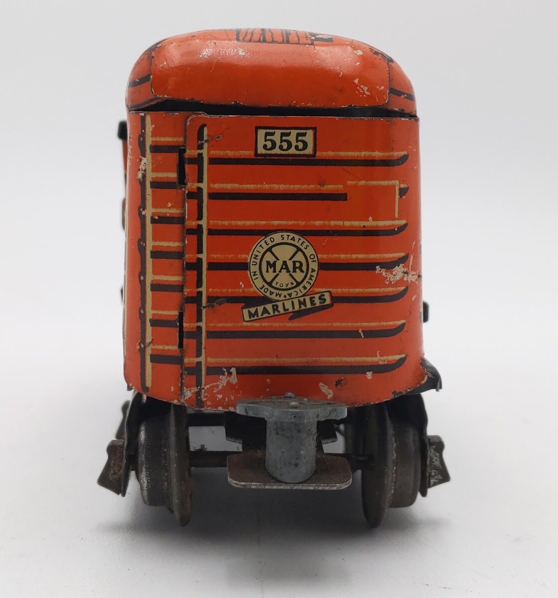 Marx 51998 Vintage O Prewar Chicago & North Western Tinplate Boxcar - Orange VG