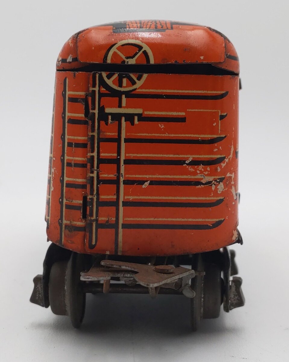 Marx 51998 Vintage O Prewar Chicago & North Western Tinplate Boxcar - Orange VG