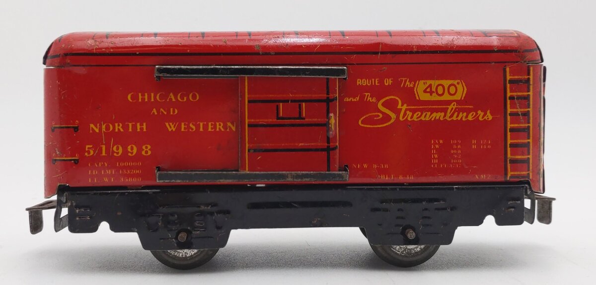 Marx 51998 Vintage O Prewar Chicago & North Western Tinplate Boxcar VG