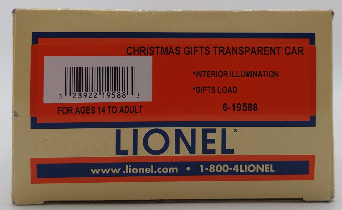 Lionel 6-19588 O NPCRR Santa Wish Station Transparent Car #19588 with Gifts LN/Box
