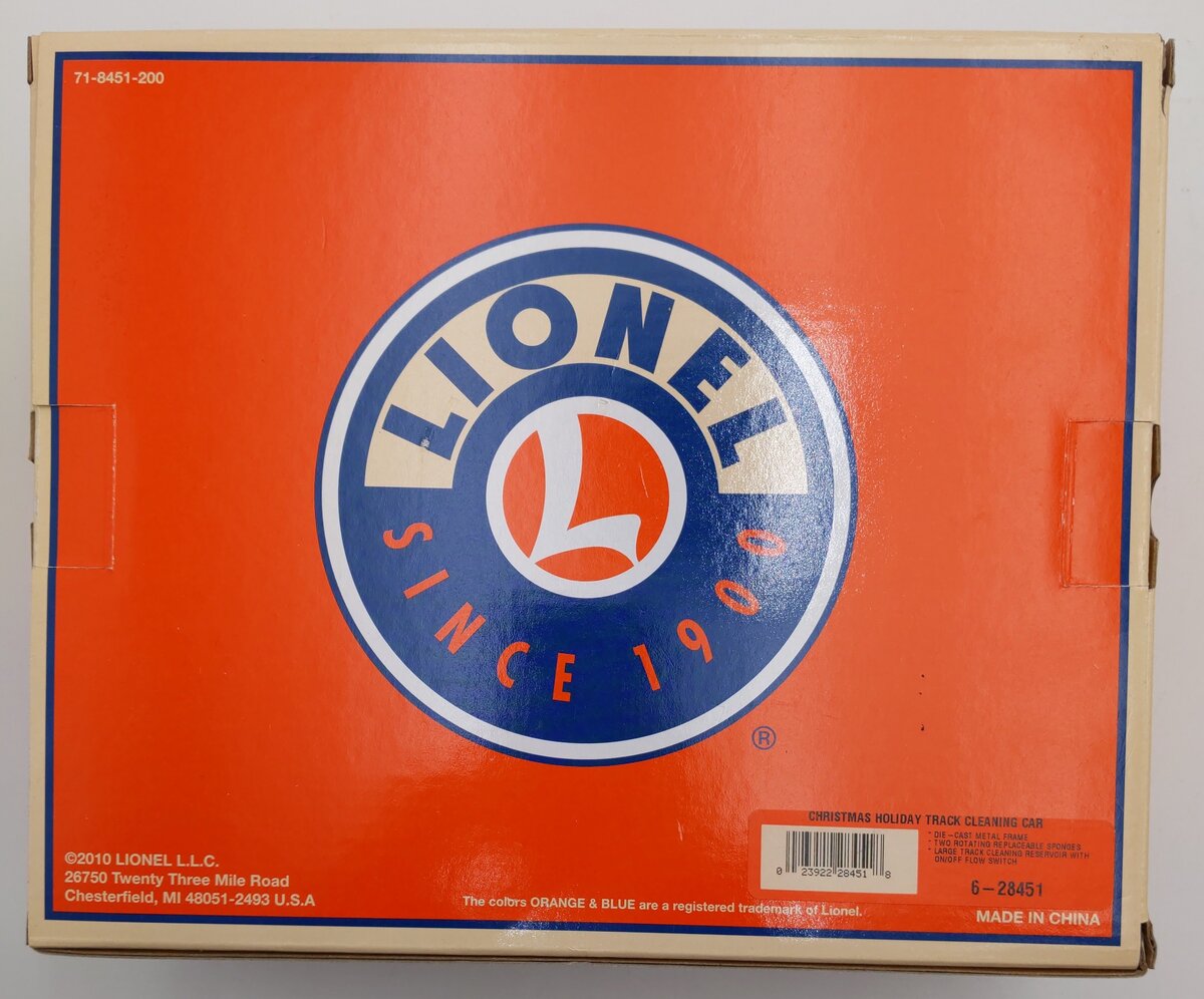 Lionel 6-28451 O Gauge Christmas Holiday Track Cleaning Car LN/Box