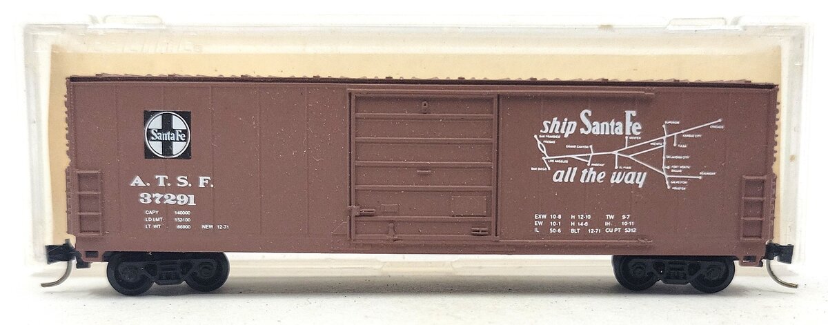 BevBel 10004 N Scale ATSF Evans 50' Boxcar #37291 LN/Box