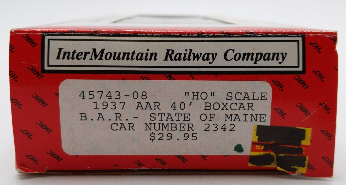 InterMountain 45743-08 HO Scale B.A.R. State of Maine 1937 AAR 40' Boxcar #2342 EX/Box