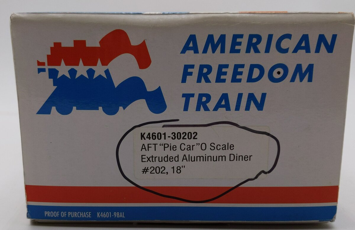 K-Line k4601-30202 O Gauge American Freedom Train 18" Aluminum Diner Car #202 EX/Box