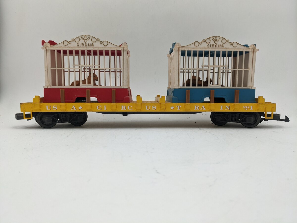 USA Trains G Gauge Circus Flatcar W/ 2 Cages VG
