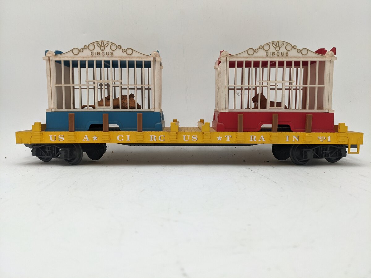 USA Trains G Gauge Circus Flatcar W/ 2 Cages VG