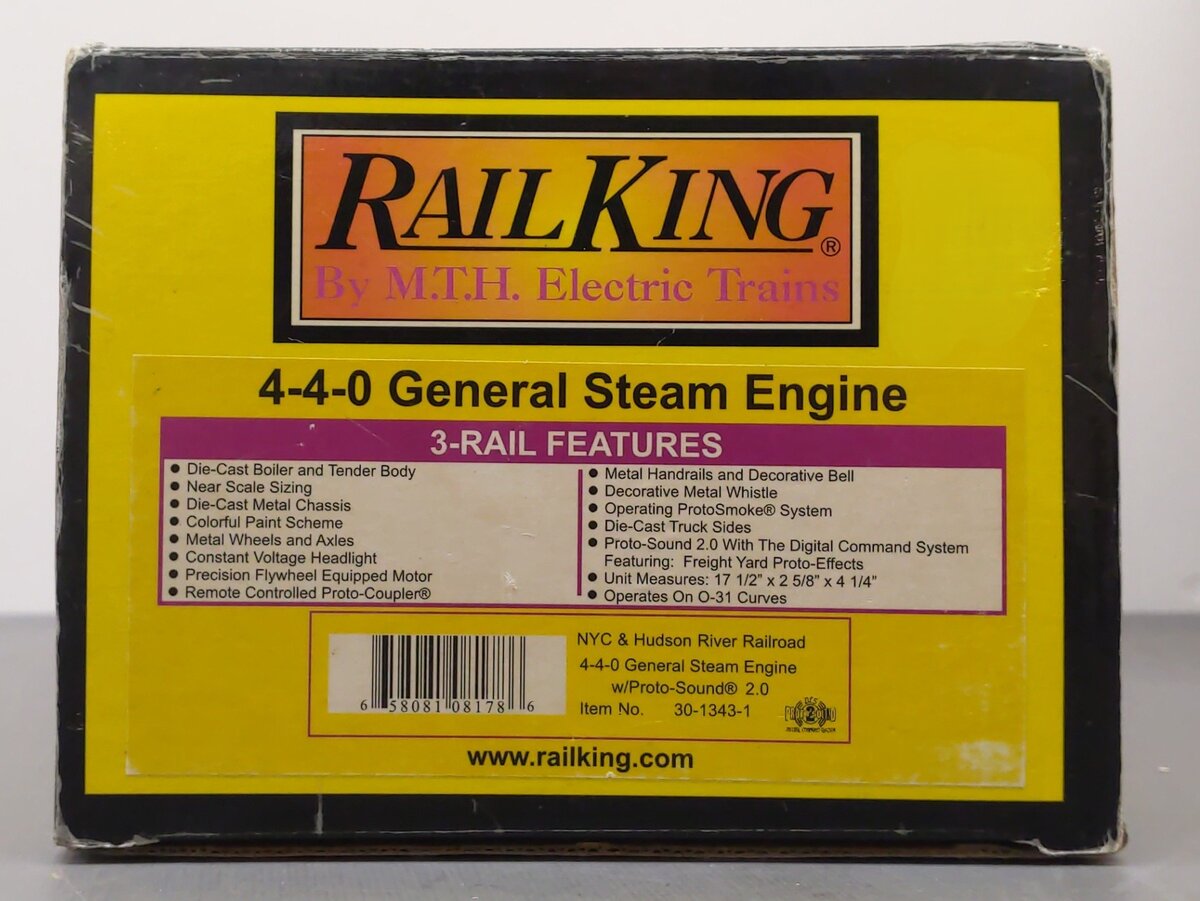 MTH 30-1343-1 NYC & HRR 4-4-0 General Steam Engine w/PS2 #367 EX/Box