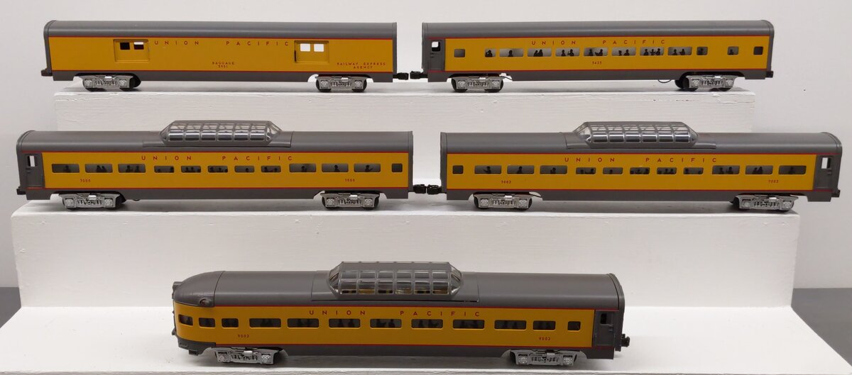 MTH 20-6506 O Gauge Union Pacific 70' Aluminum Passenger 5-Car Set EX