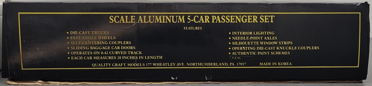 Weaver Denver & Rio Grande Western 5-Car Aluminum Passenger Car Set - 3 Rail EX/Box