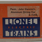 Lionel 6-7208 O Gauge Pennsylvania "John Hancock" Aluminum Dining Car EX/Box