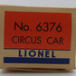 Lionel 6-19557 O Gauge Postwar Celebration Series Circus Stock Car #6376 EX/Box