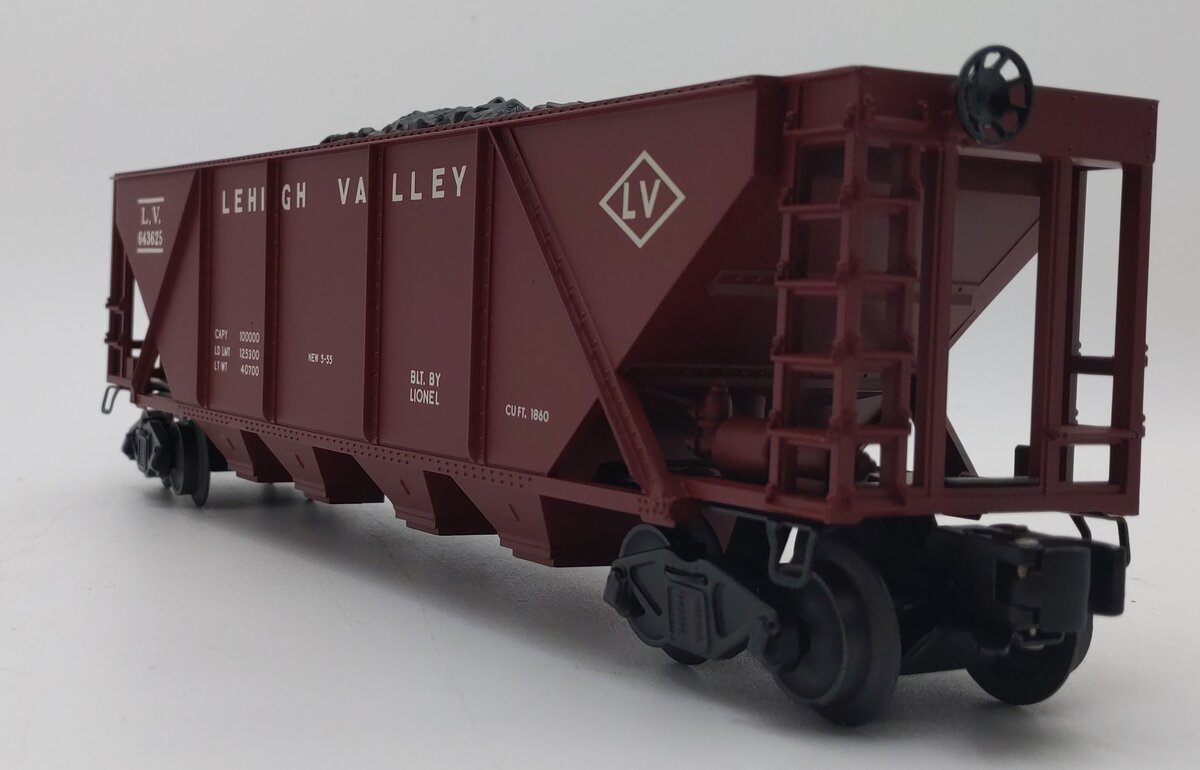 Lionel 6436 O Lehigh Valley Maroon 4-Bay Hopper Car W/ Coal Load #643625 LN/Box
