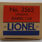 Lionel 3562-50 O Yellow AT&SF Operating Barrel Car EX/Box