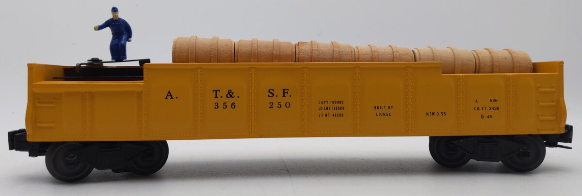 Lionel 3562-50 O Yellow AT&SF Operating Barrel Car EX/Box