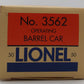 Lionel 3562-50 O Yellow AT&SF Operating Barrel Car EX/Box
