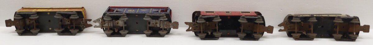 Marx Prewar O Gauge Tin Plate Freight Cars #554,552G,556,553 [4] VG