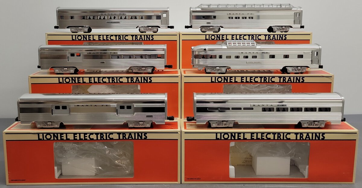 Lionel 6-19109 O Gauge Santa Fe Aluminum Passenger Set (Set of 6) EX/Box