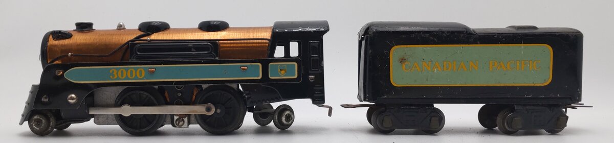 Marx 397 Vintage O Gauge Canadian Pacific Steam Locomotive and Tender #3000 VG