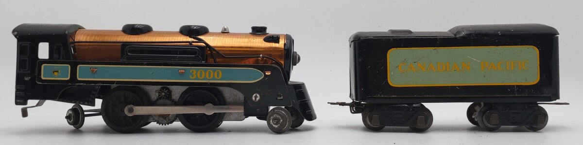 Marx 397 Vintage O Gauge Canadian Pacific Steam Locomotive and Tender #3000 VG