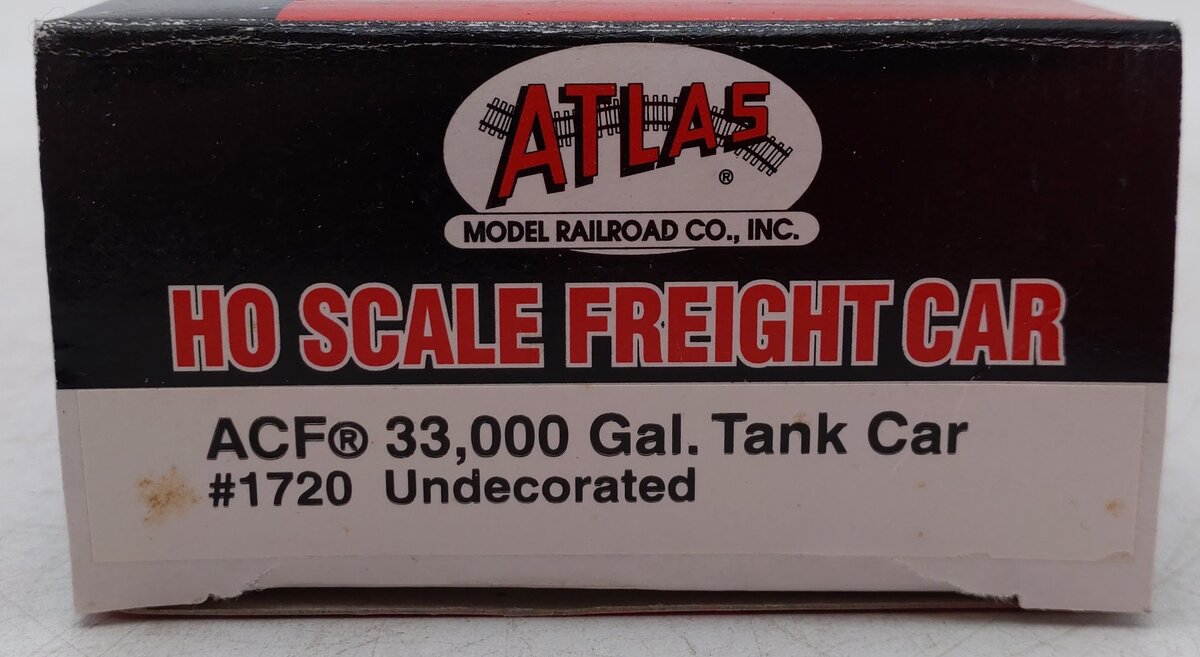 Atlas 1720 HO Scale Undecorated 33,000 Gallon Tank Car LN/Box