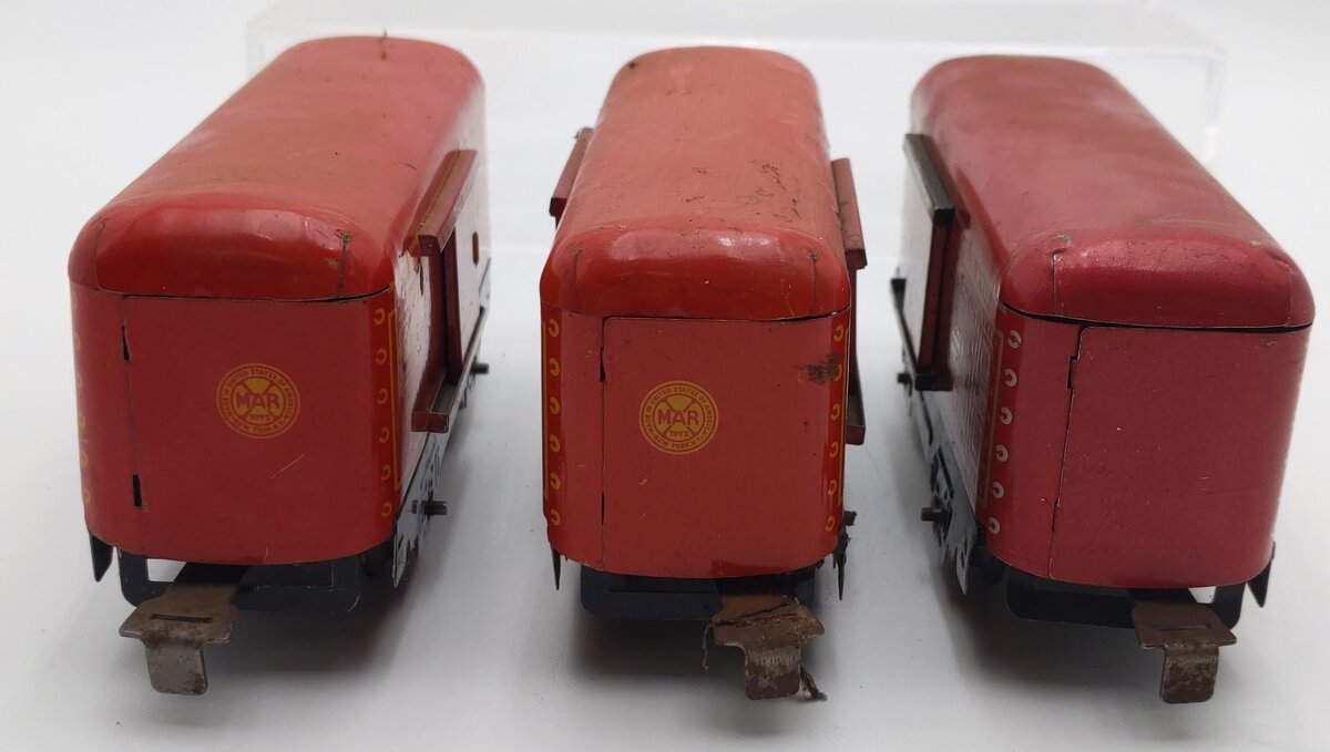 Marx 547 & USM 1935 Vintage O Gauge Lithographed Baggage Cars [3] VG