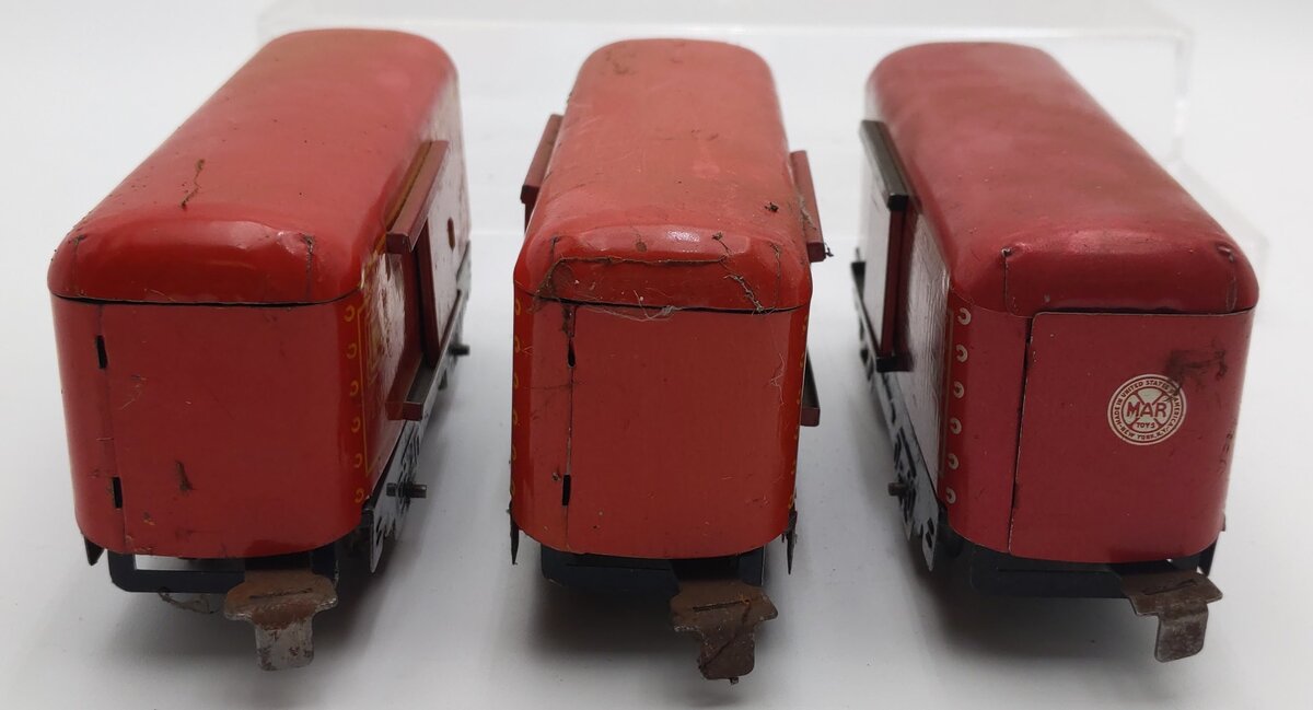Marx 547 & USM 1935 Vintage O Gauge Lithographed Baggage Cars [3] VG