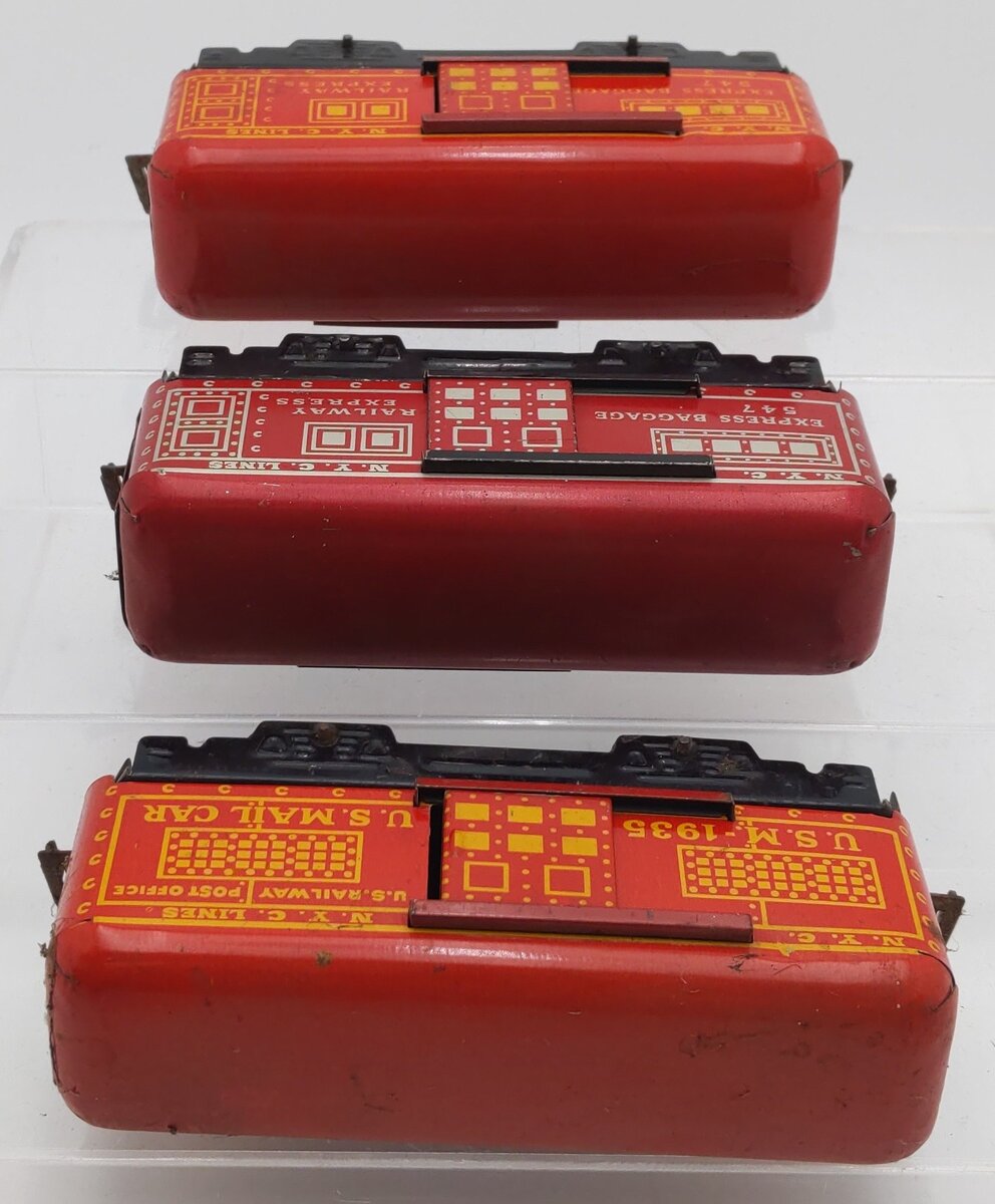 Marx 547 & USM 1935 Vintage O Gauge Lithographed Baggage Cars [3] VG
