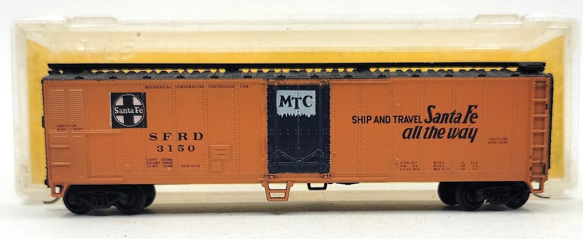 Atlas 3667 N Scale Santa Fe 50' Reefer #3150 EX/Box