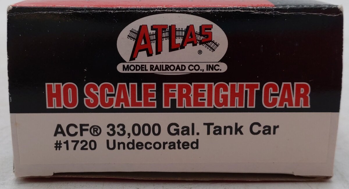 Atlas 1720 HO Scale Undecorated 33,000 Gallon Tank Car EX/Box