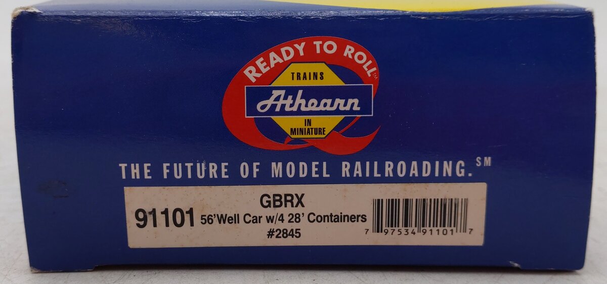 Athearn 91101 HO Scale GBRX 56' Well Car W/4 28' Containers #2845 EX/Box