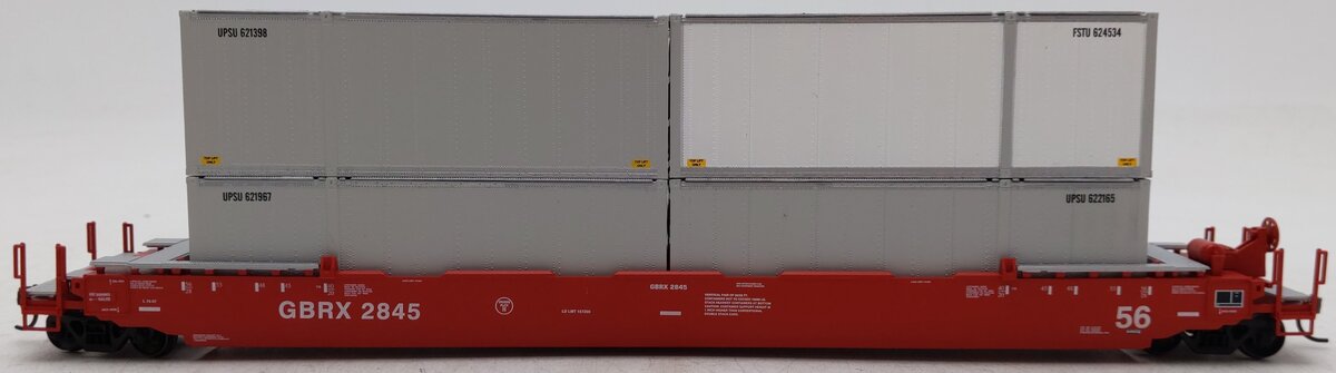 Athearn 91101 HO Scale GBRX 56' Well Car W/4 28' Containers #2845 EX/Box