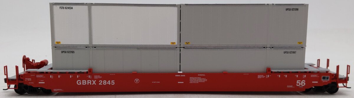 Athearn 91101 HO Scale GBRX 56' Well Car W/4 28' Containers #2845 EX/Box