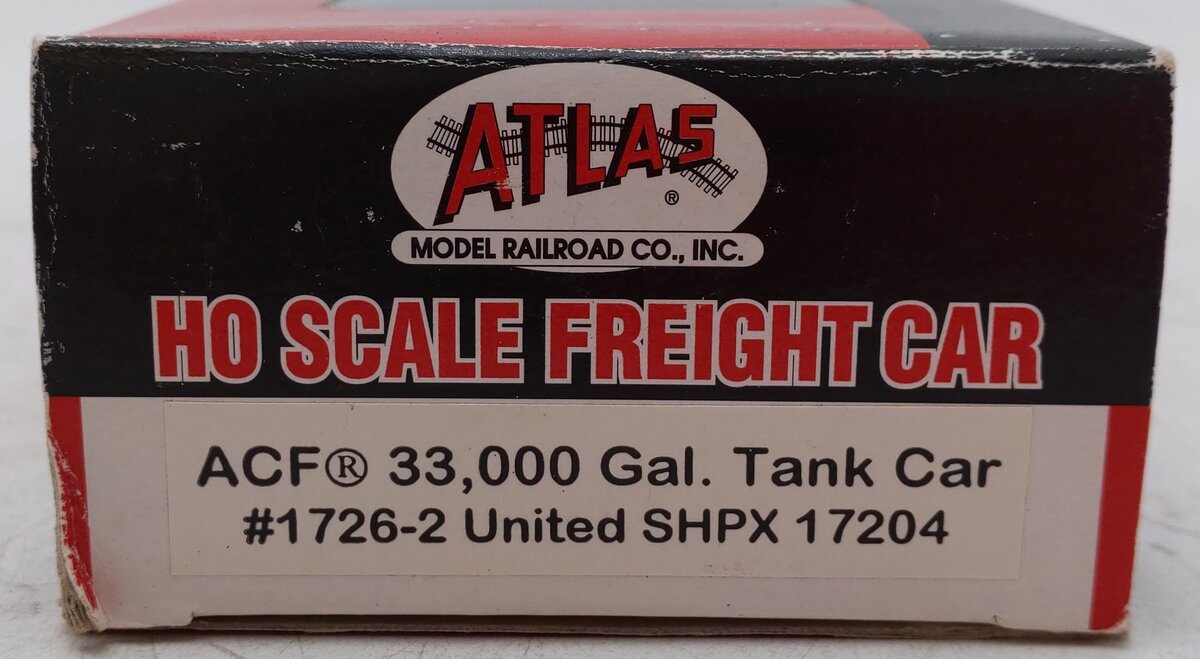 Atlas 1726-2 HO Scale United SHPX ACF 33,000 Gallon Tank Car #17204 EX/Box