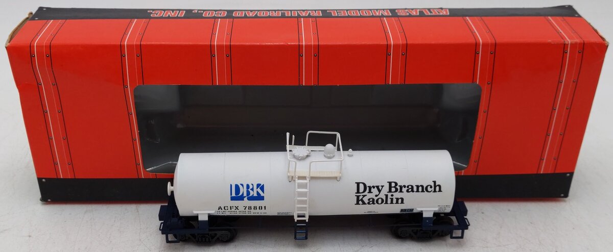 Atlas 1706 HO Scale Dry Branch Kaolin Tank Car ACFX #78801 VG/Box