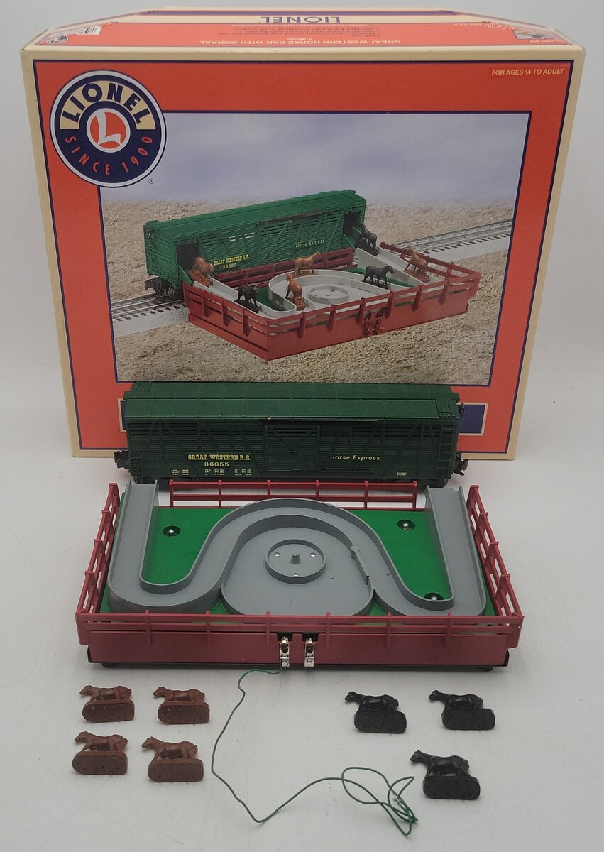 Lionel 6-36855 O Gauge Great Western Operating Horse Car w/Corral EX/Box