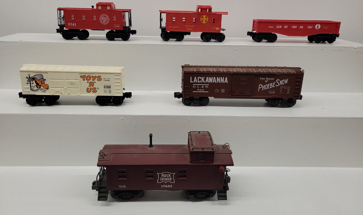 Lionel Assorted O-Gauge Freight Cars #9061, 9340, 9341, 9388, 17603, 9411 [6] VG