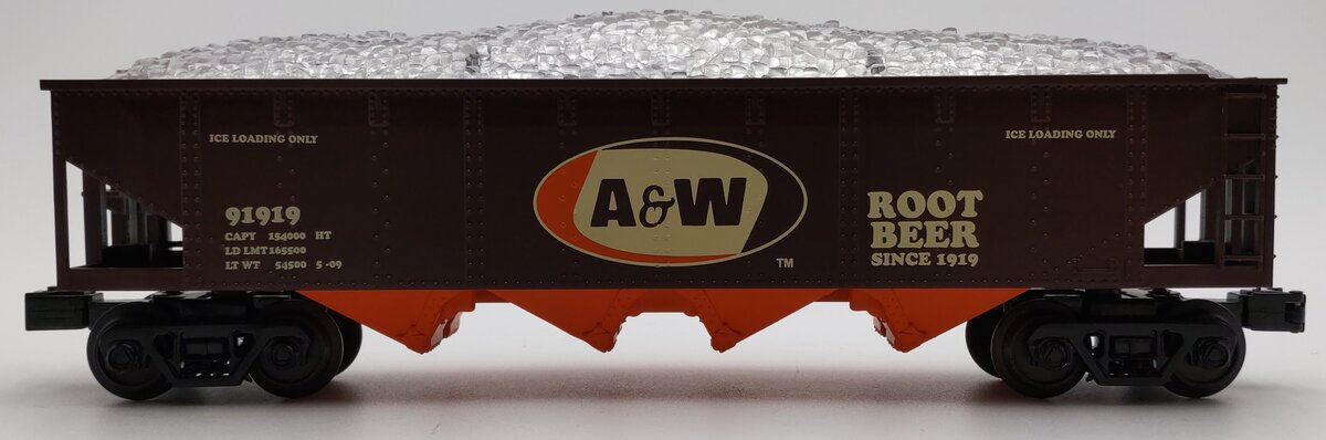 MTH 30-7048C O A&W Rootbeer 4-Bay Hopper w/ Ice Load #91919 LN/Box
