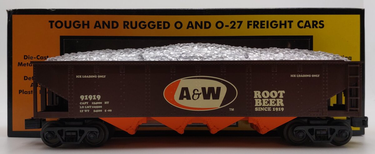 MTH 30-7048C O A&W Rootbeer 4-Bay Hopper w/ Ice Load #91919 LN/Box