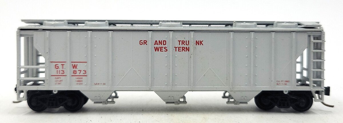 Atlas 3727 N Scale Grand Trunk Western 3-Bay Covered Hopper #113873 LN/Box