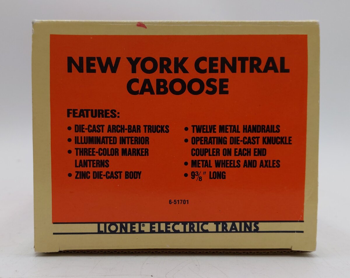 Lionel 6-51701 O Gauge New York Central Semi-Scale Caboose #19400 LN/Box