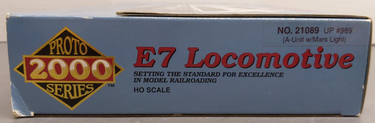 Proto 2000 21089 HO Scale Union Pacific E7 Diesel Locomotive W/ Mars Light #989 EX/Box