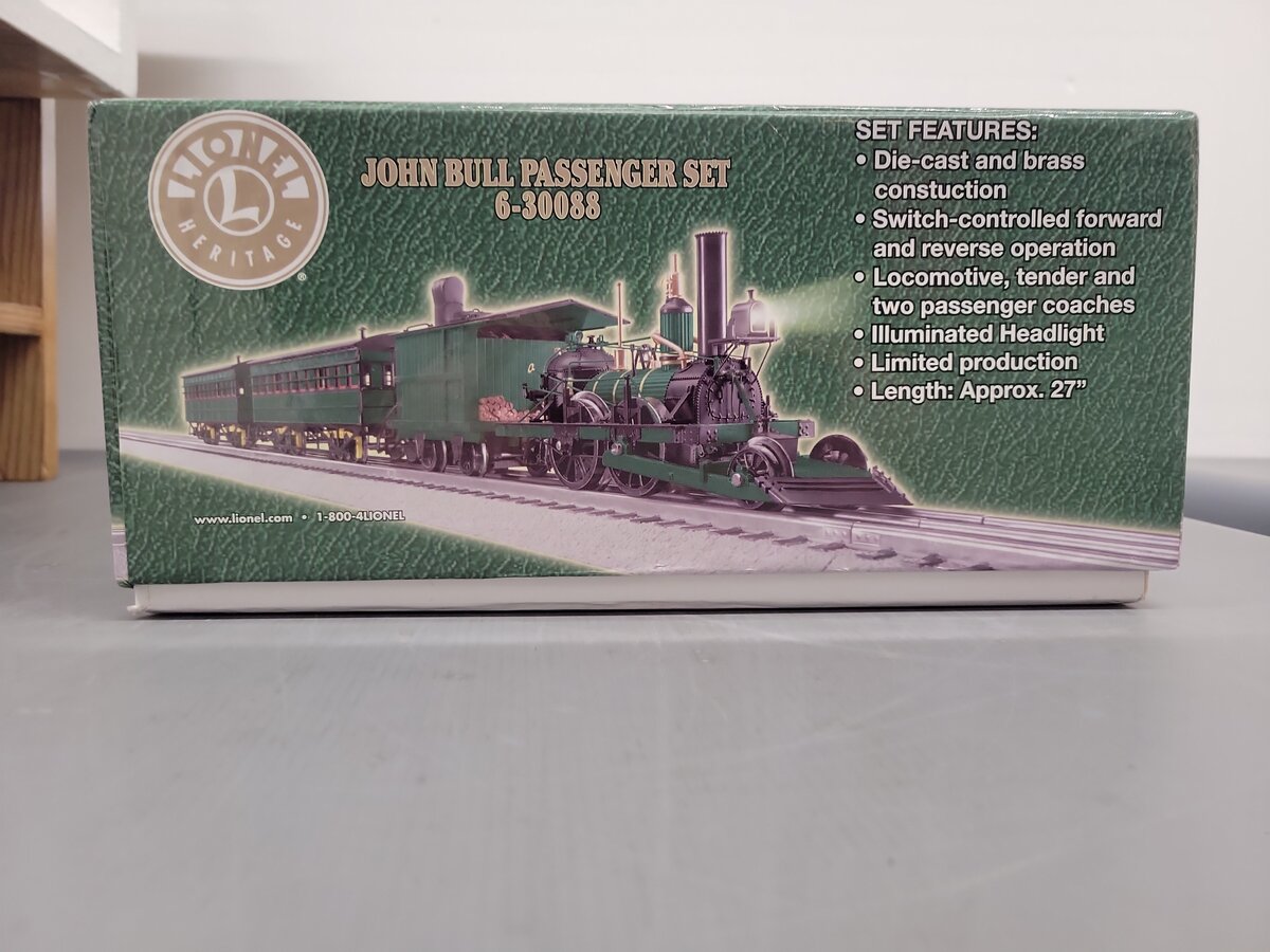 Lionel 6-30088 O Gauge BRASS John Bull Steam Passenger Train Set EX/Box