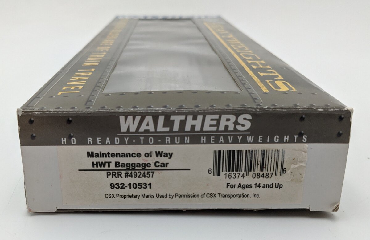 Walthers 932-10531 HO PRR Maintenance of Way HWT Baggage Car #492457 LN/Box