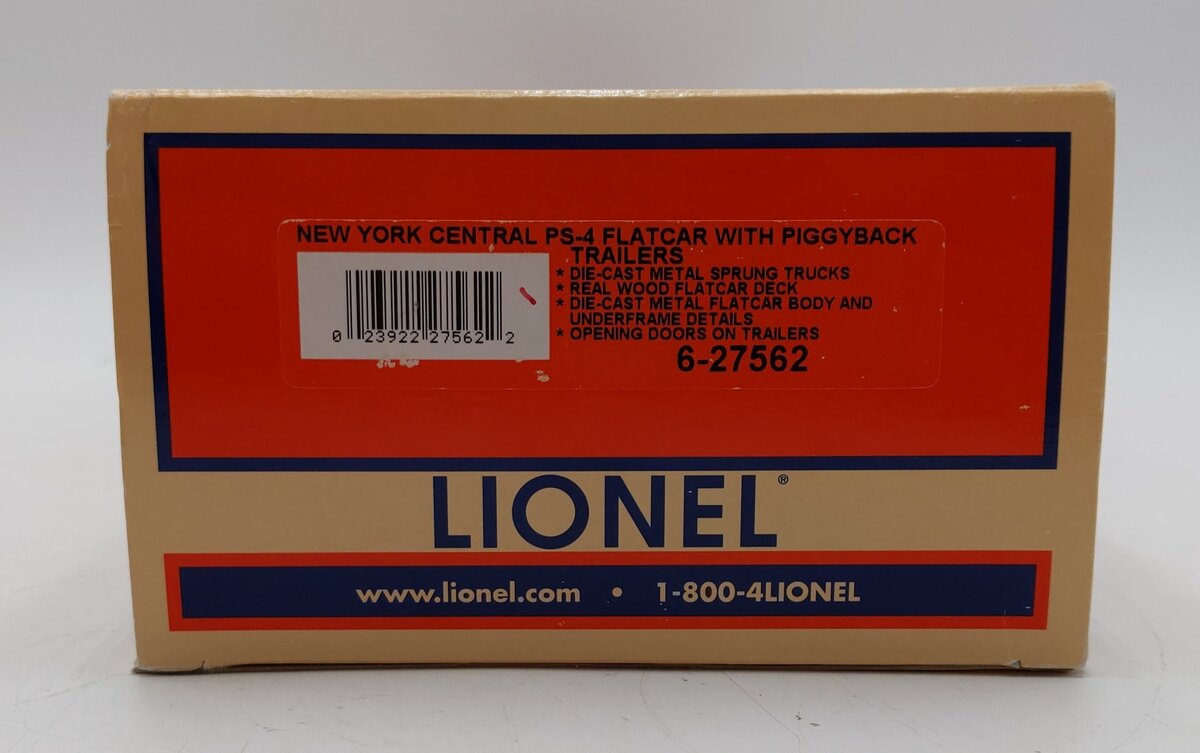 Lionel 6-27562 O New York Central PS-4 Flat Car w/ Piggyback Trailers #506075 LN/Box