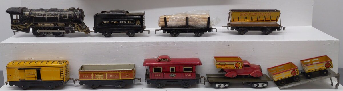 Marx 5029 Prewar Tin Plate Steam Locomotive Freight Train Set VG/Box