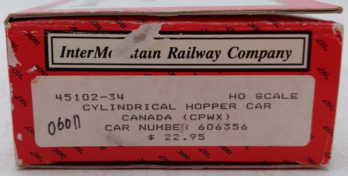 InterMountain 45102-34 HO CPWX Cylindrical Hopper Car #606356 EX/Box